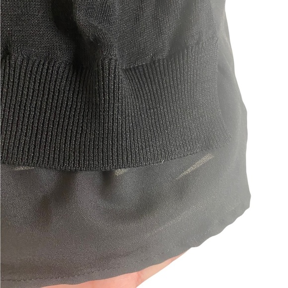 August Silk Linen Blend Black Top Size Petite Small HSH Spring - Picture 4 of 7